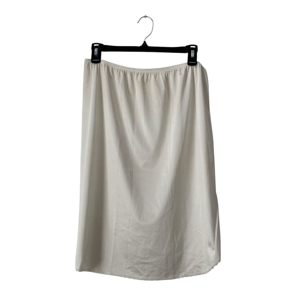 Vintage Vanity Fair White Nylon Half Slip Skirt Slit 24” Women's Size Large